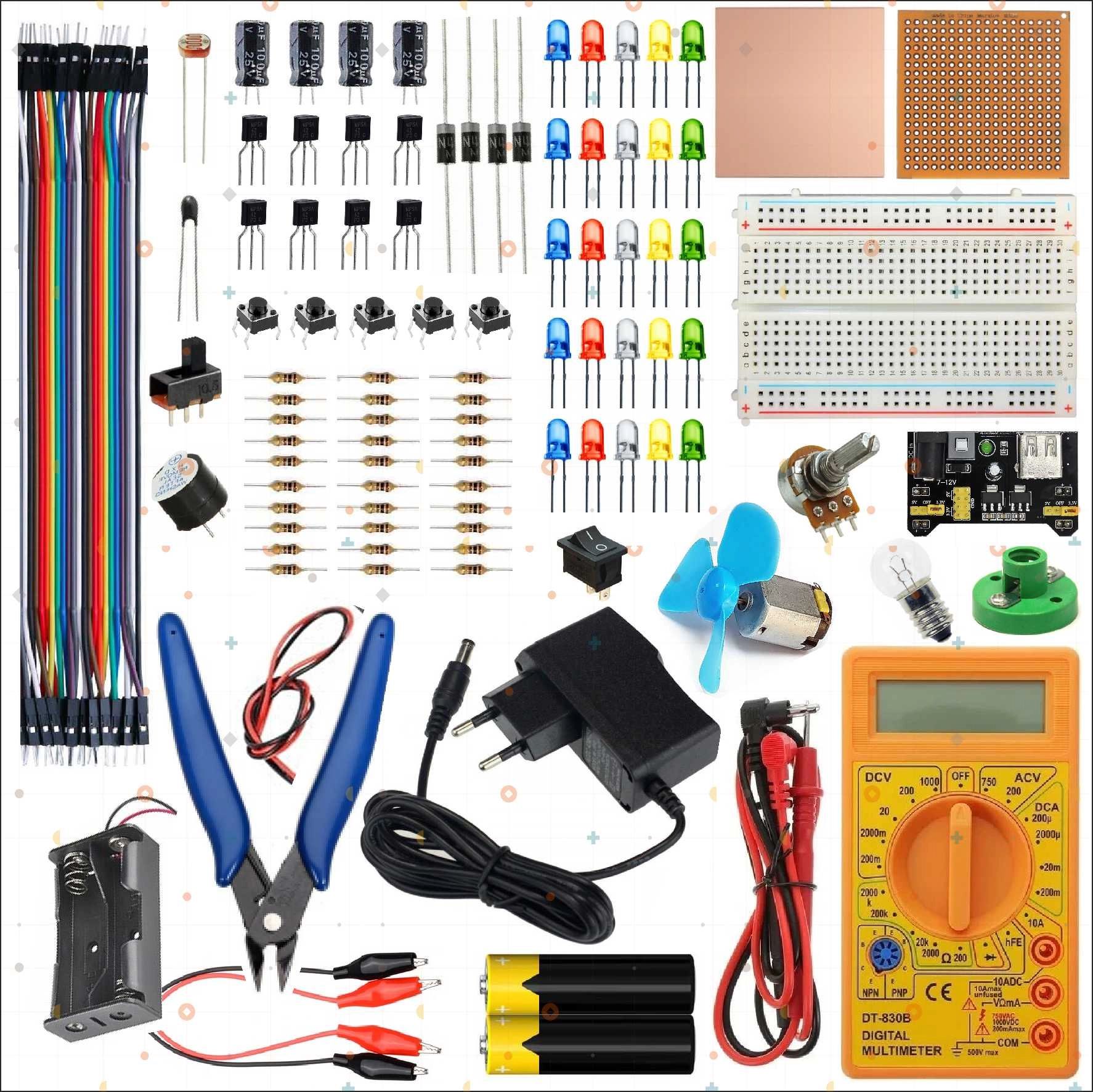 120 Parça TEMEL ELEKTRİK ve ELEKTRONİK Full Eğitim SETİ
